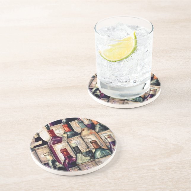 Wine Lovers Sandstone Coaster (Side)
