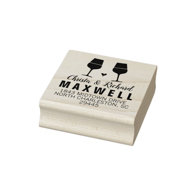 Wine Lovers Wine Glasses Couples Address Stamp (Stamp)
