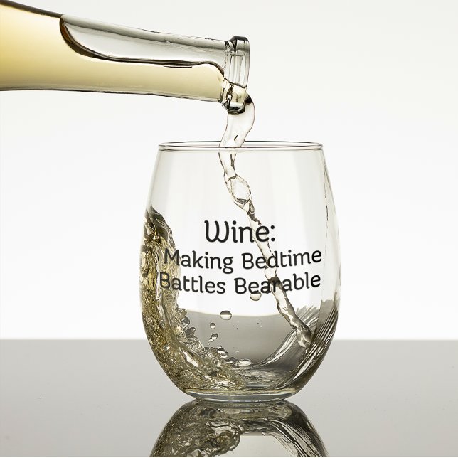 Wine: Making Bedtime Battles Bearable Stemless Wine Glass (Wine: Making Bedtime Battles Bearable Wine Tumbler for parents)