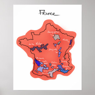 Wine map of France Poster