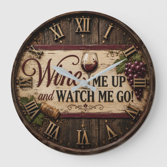 Wine Me Up and Watch Me Go Large Clock (Front)