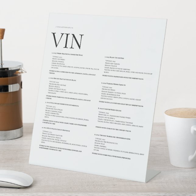 Wine Menu Sign – Elegant Physical Display  (In SItu)