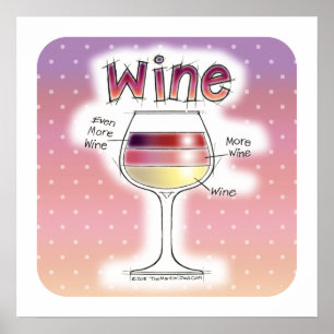 WINE, MORE WINE, EVEN MORE WINE 18"x18" Poster
