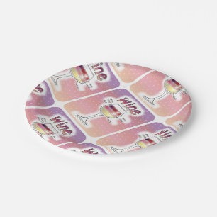WINE, MORE WINE, EVEN MORE WINE PAPER PLATE