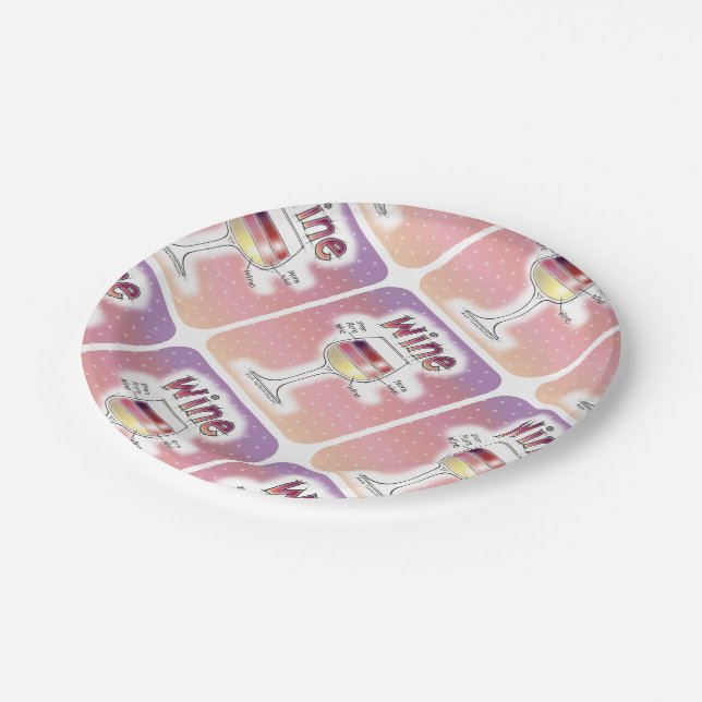WINE, MORE WINE, EVEN MORE WINE PAPER PLATE (Angled)