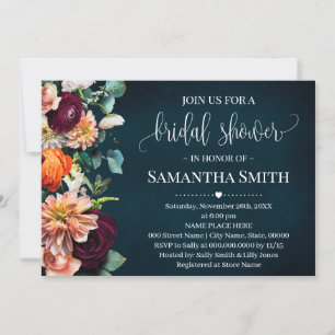 Wine Navy Bridal Shower Burgundy Wedding  Invitation