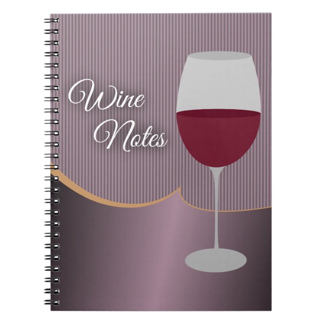 Wine Notes with Purple Stripes & Wine Glass Notebook (Front)