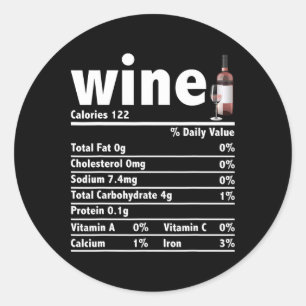 Wine Nutrition Facts Thanksgiving Christmas Food F Classic Round Sticker