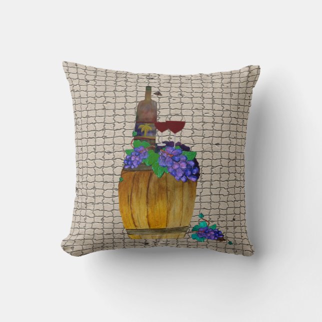 Wine Oak Barrel Throw pillow (Front)