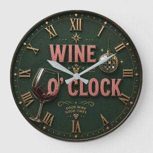 Wine O'Clock Elegant Home Bar Large Clock