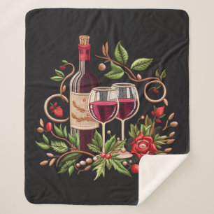 Wine O'clock fun Sherpa Blanket