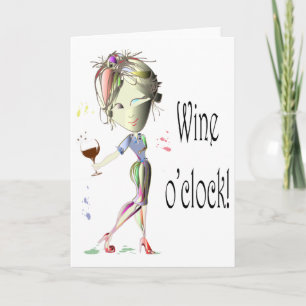 Wine O'Clock, humorous greeting card