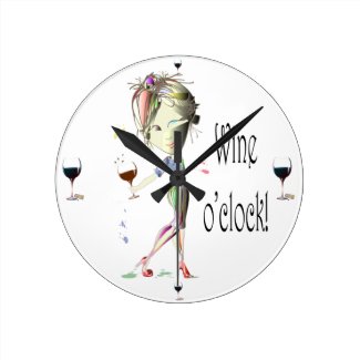 Wine o'clock humorous Wine art Gifts Round Clock