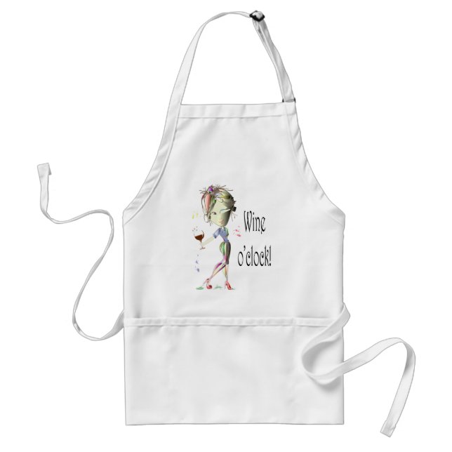 Wine o'clock! Humorous Wine saying gifts Standard Apron (Front)