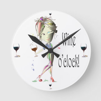 Wine o'clock humourous Wine art Gifts Round Clock