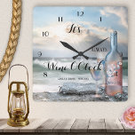 Wine OClock Romantic Beach Clock<br><div class="desc">It's always Wine O'Clock artistic wall clock featuring an original painting of a wine bottle with glasses at the beach front. The clock numbers are on a separate file and can be deleted if you do not need them. For all options, choose "customize it" or "personalize". Beautiful for a wine...</div>