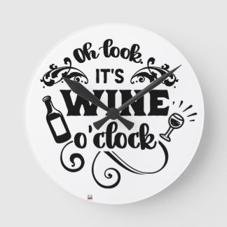 Wine oclock round clock