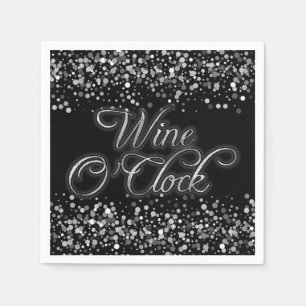 Wine O'Clock Silver Sparkle Napkin