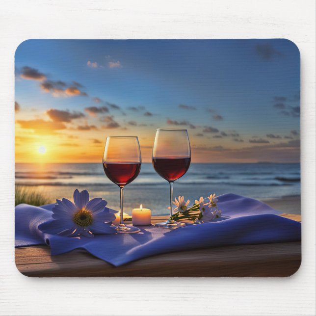 Wine on the Beach Mouse Mat (Front)