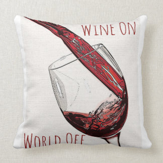 Wine on World Off 20x20 Cotton Throw Cushion