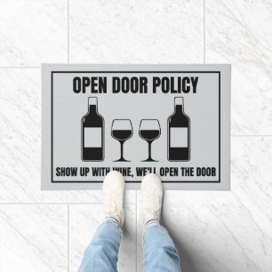 Wine Open Door Policy Doormat