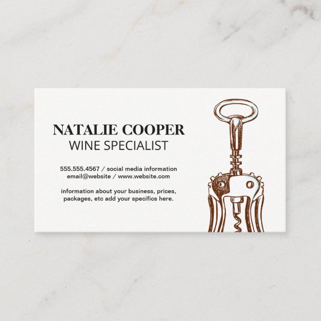 Wine Opener Icon Business Card (Front)