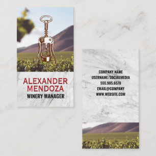 Wine Opener   White Marble   Vineyard Business Card