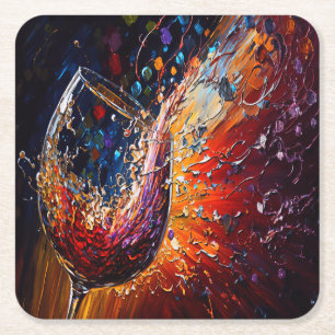 WINE PAINTING  SQUARE PAPER COASTER