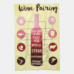 Wine Pairing Guide Food and Wine Fun Tea Towel