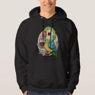 Wine Parrot Bird Drinking Glass of Red Wine Hoodie