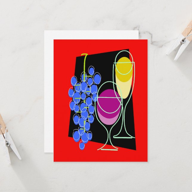 Wine party invitation, add edit text, (Front/Back In Situ)