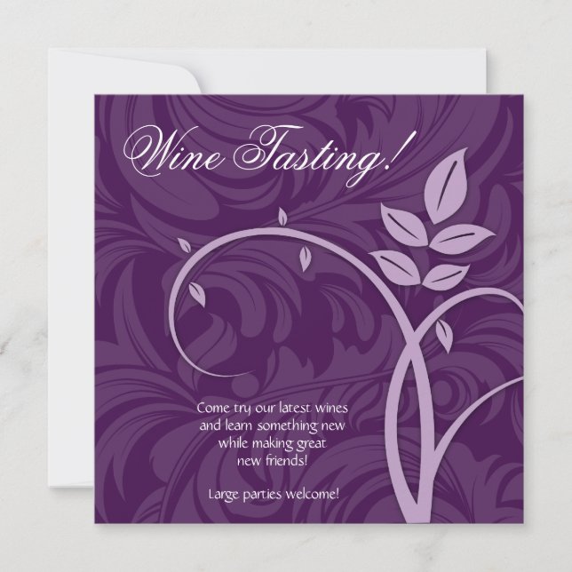 Wine Party Tasting Purple Leaf Marketing Invitation (Front)