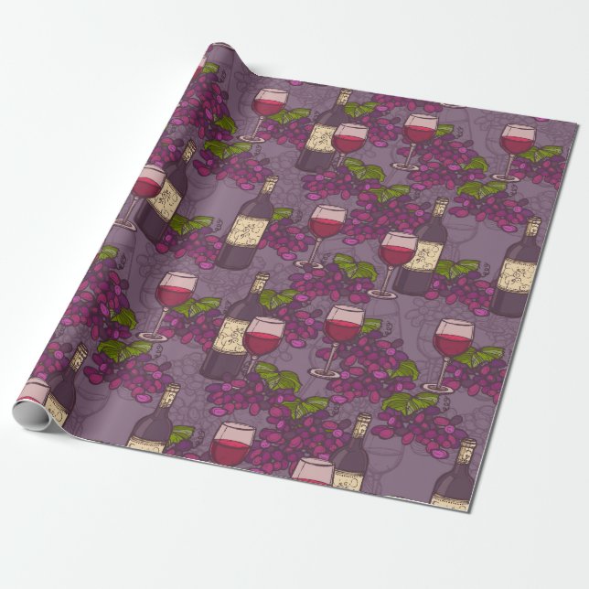 Wine Pattern Wrapping Paper (Unrolled)