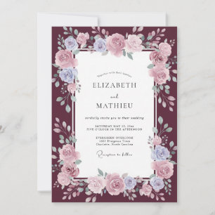 Wine Periwinkle Petal Wedding Invitation