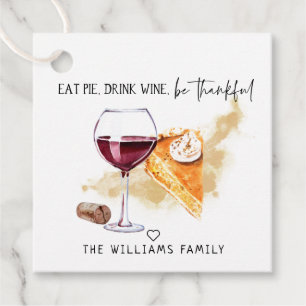 Wine & Pie   Friendsgiving Thanksgiving Treat Favour Tags