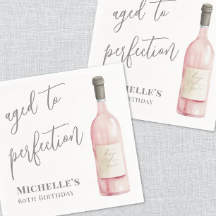 Wine Pink Aged To Perfection Birthday Napkin