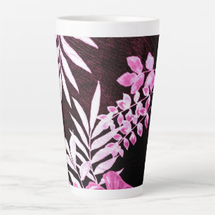 Wine Pink Botanical Palm Fronds Tropical Pattern Latte Mug