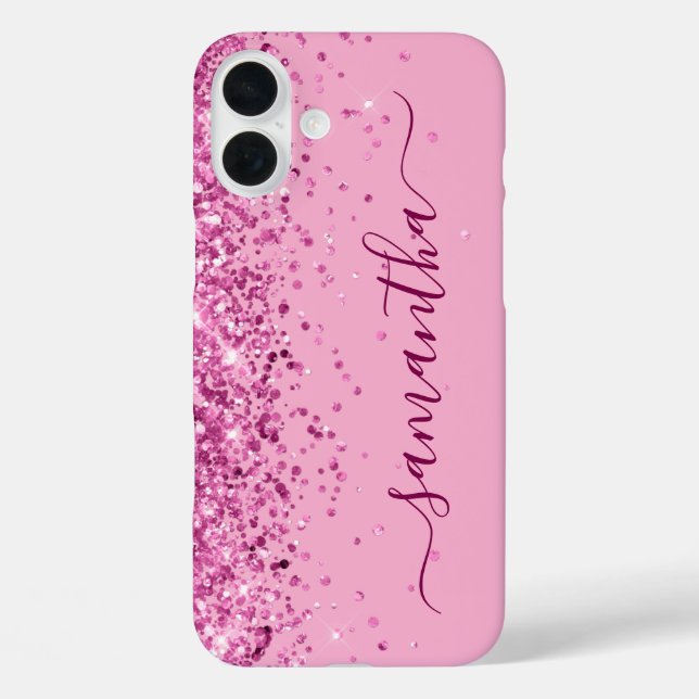 Wine Pink Glitter Girly Signature Case-Mate iPhone Case (Back)