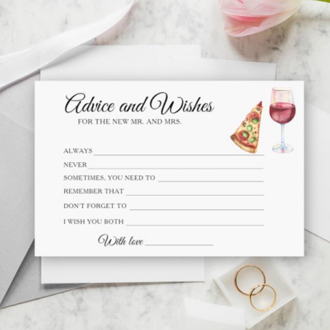 Wine & Pizza Bridal Shower Advice and Wishes Stationery (Creator Uploaded)
