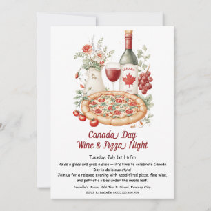 Wine & Pizza Night Celebration   Canada Day Invitation