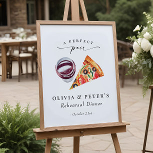 Wine & Pizza Perfect Pair Rehearsal Dinner Welcome Poster