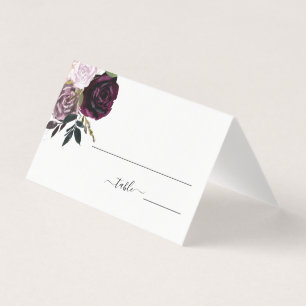 Wine Plum Mauve Floral Wedding Table Place Cards