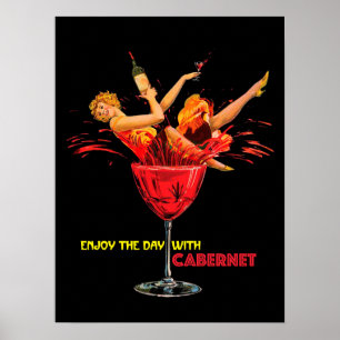 Wine Poster. Enjoy The Day With Cabernet. logo Poster