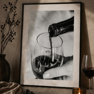 Wine Pour Elegant Glass and Bottle Close-Up Poster