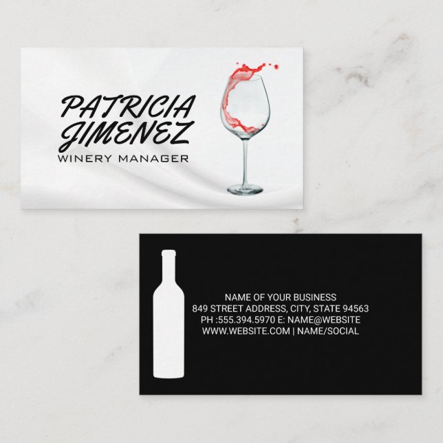 Wine Pour Into Glass | Wine Bottle Business Card (Front/Back)