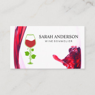 Wine Pour Splash   Vine Logo Business Card