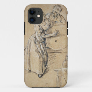 Wine-pourer with a Young Man (chalk) card iPhone 11 Case