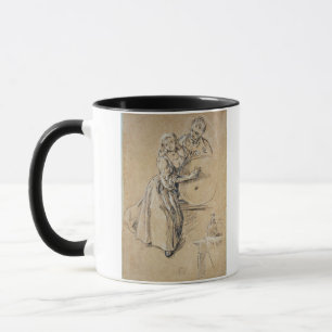 Wine-pourer with a Young Man (chalk) card Mug