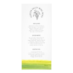 Wine price list custom green art rack card