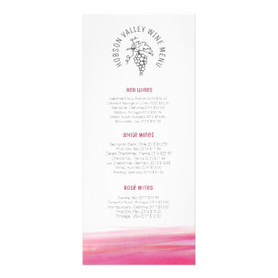 Wine price list custom red art rack card